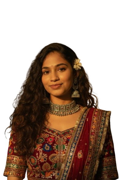 Model showcasing Navratri earrings collection